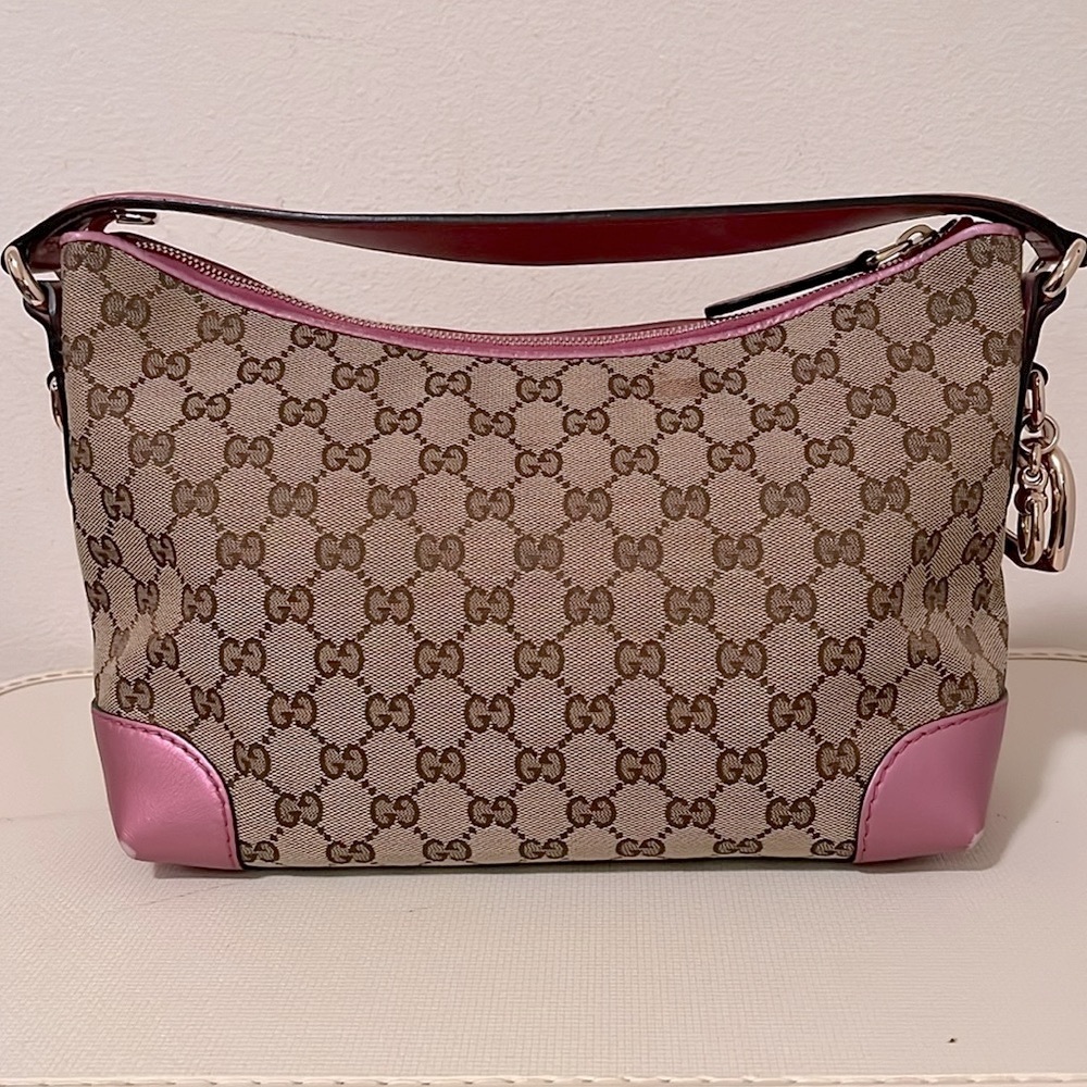 Gucci Metallic Pink Monogram Pochette - Picture 2 of 16